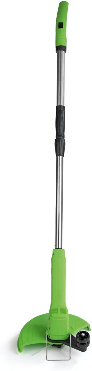 EASYmaxx Akku-Rasentrimmer | Kabelloses Rasentrimmen mit langanhaltendem Akku | Höhenverstellbarer Teleskopgriff | Blumenschutz und schneller Klingenwechsel durch Kabelbinder-Design