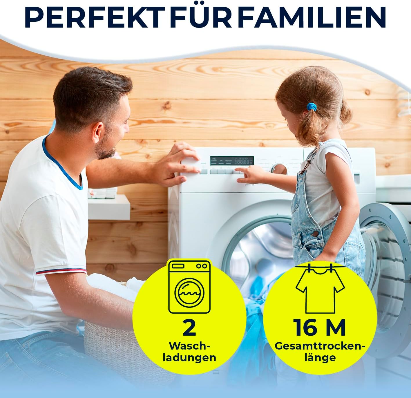 EASYmaxx Klappbarer Wäscheständer | Effizientes Trocknen mit 3 Ebenen, 2 Seitenflügeln & leichtem Aufbau | Platzsparend, vielseitig und mobil für drinnen und draußen, Schwarz/Weiß — Ansicht 3